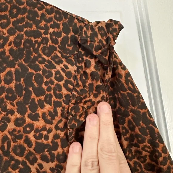 WAYF Womens Velma Animal Print Ruffled Babydoll Dress Sz L - Picture 7 of 9